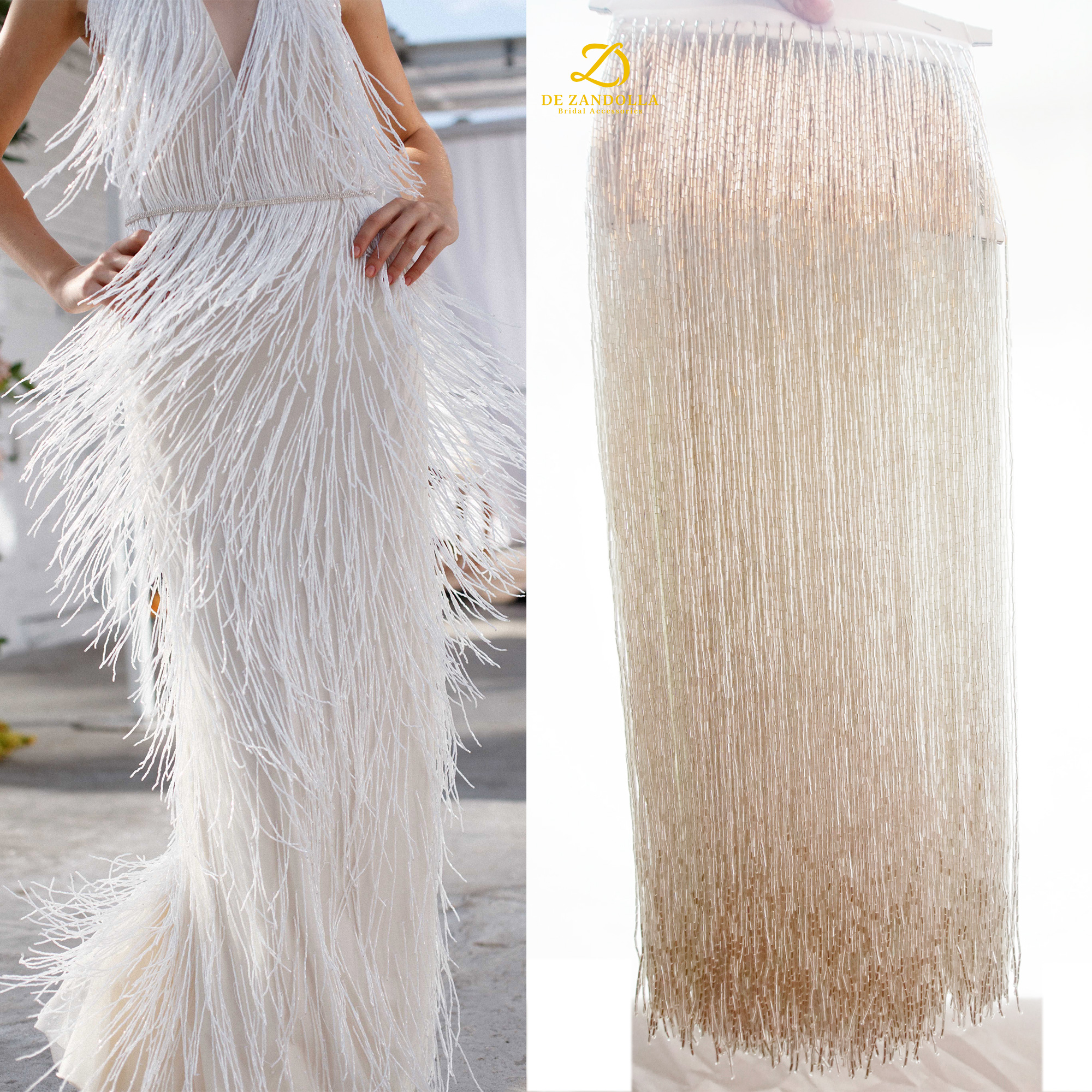 Home Textiles Luxury Curtains - 50cm length Silver Green Luxury fringe