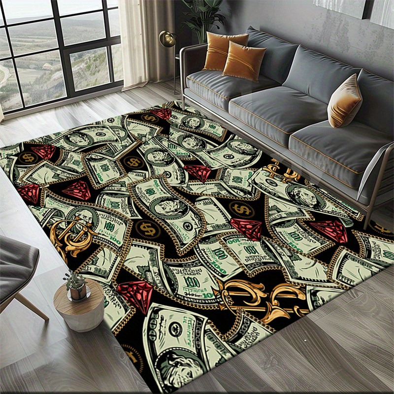 Luxury Home Textiles Usa - Luxurious Dollar Bill Design Area Rug