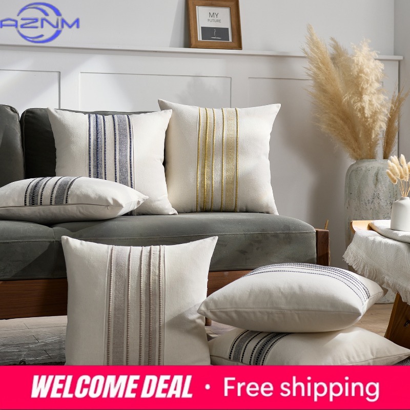 Luxury Home Textiles Usa - Nordic modern simple yarn-dyed splicing pillow