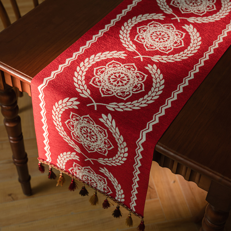 Home Textiles Luxury Curtains - Red New Year Table Flag Luxury