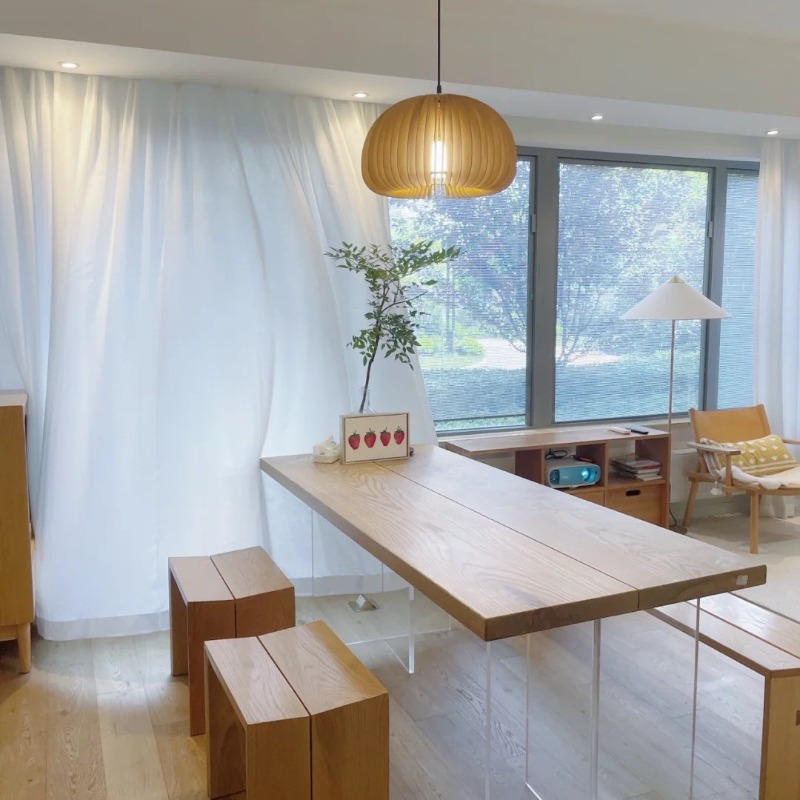 Nordic Solid Wood Acrylic Floa - Home & Hotel Textiles Private Limited ulasan dan harga