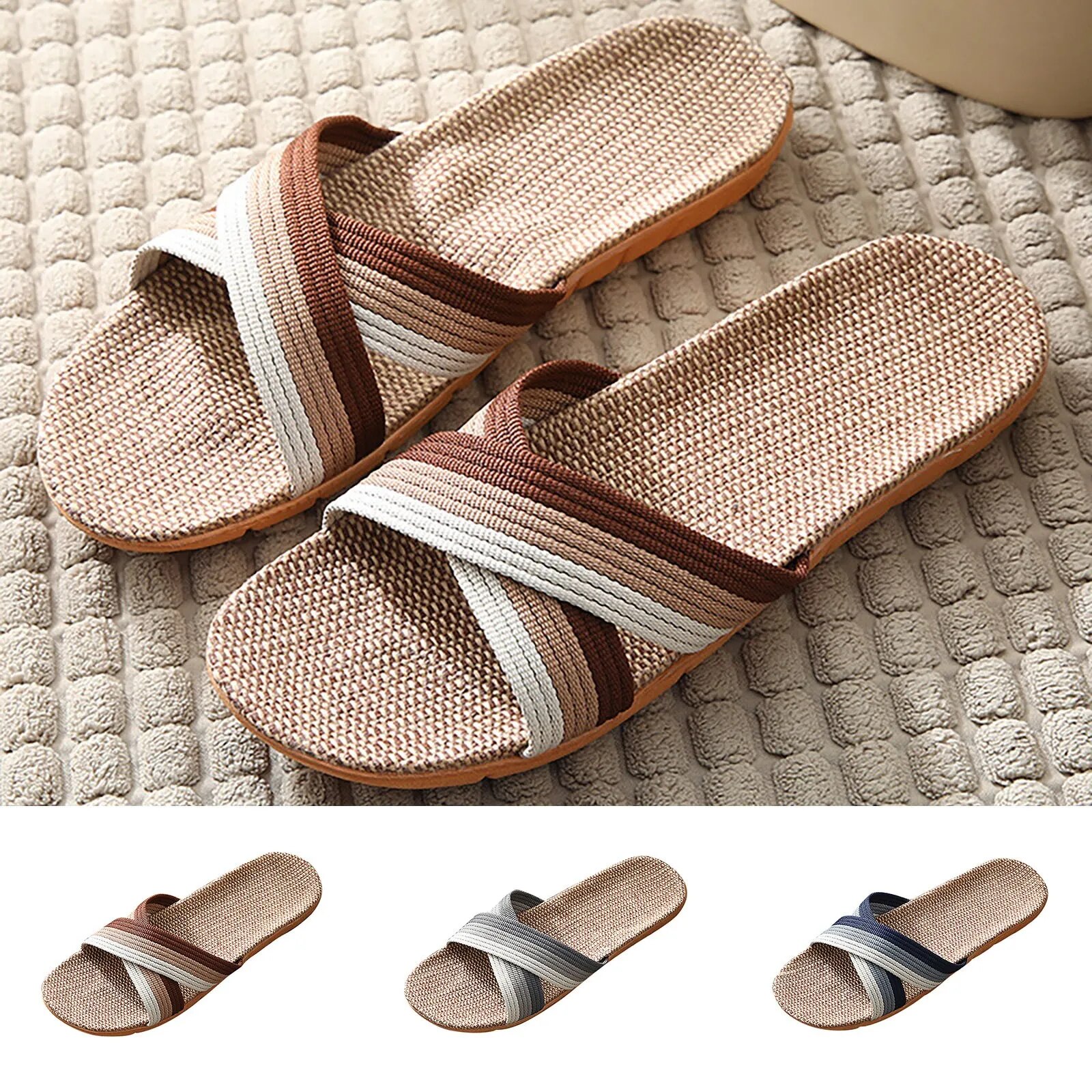 2026 New Linen Slippers for Me - Home Textile ulasan dan harga
