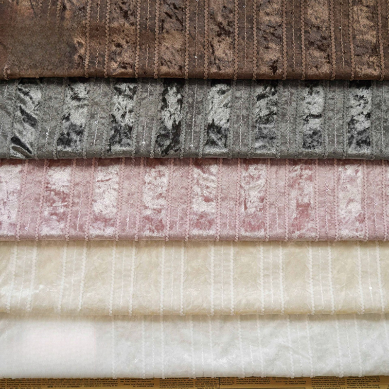 Velvet Lace Stripe Fabric Embr - Home Textiles Luxury Curtains ulasan dan harga