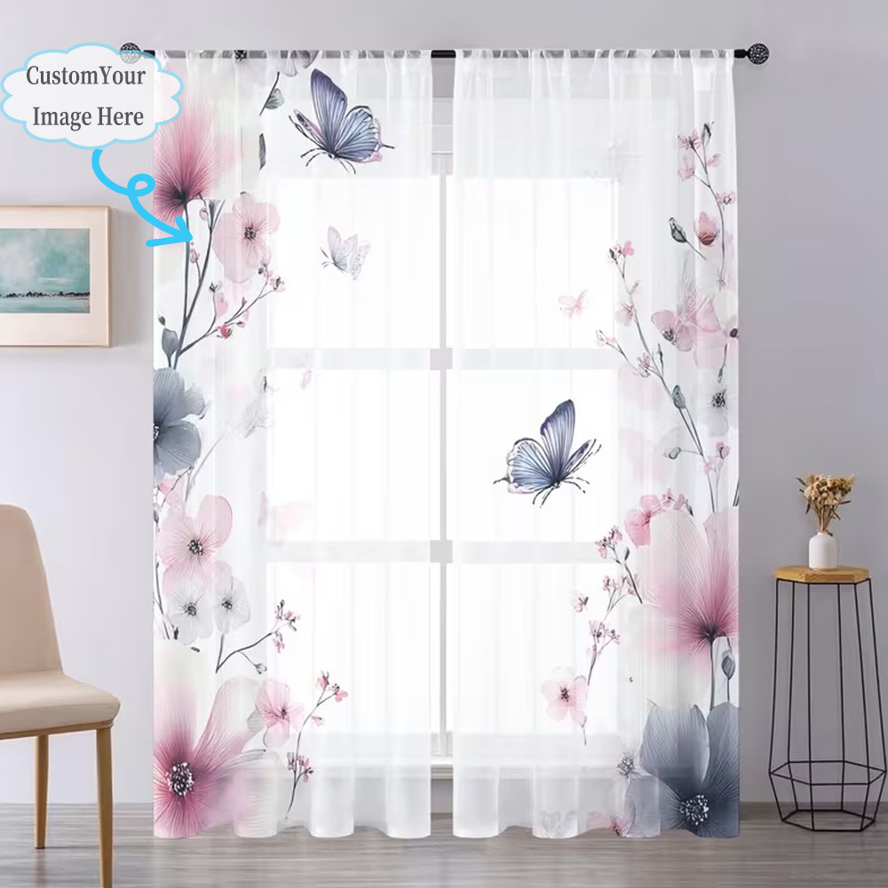 Custom 2D Flat 2pcs Sheer Curt - Home Textiles Images ulasan dan harga