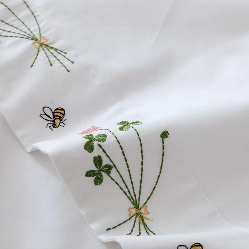 Pure White Bedding Sheet Flora - Luxury Home Textiles Usa ulasan dan harga