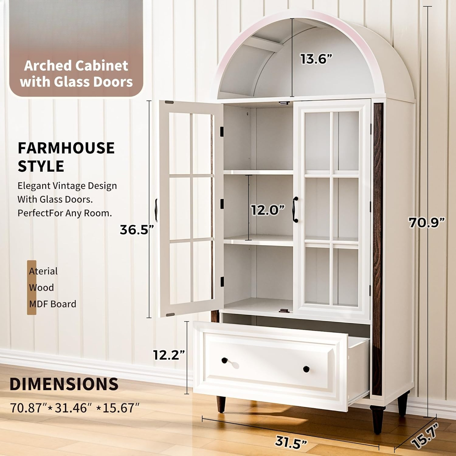 71” Handcrafted Arched Bookcas - Home & Hotel Textiles Private Limited ulasan dan harga