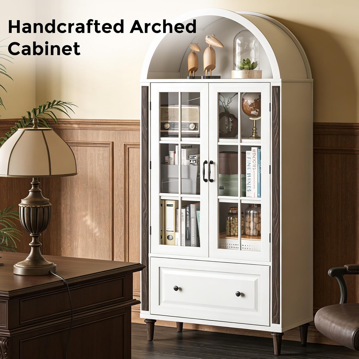 71” Handcrafted Arched Bookcas - Home & Hotel Textiles Private Limited ulasan dan harga