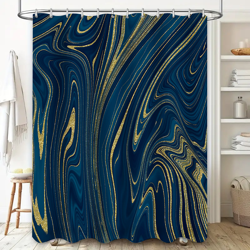 Luxury Blue Gold Shower Curtai - Home Textiles Luxury Curtains ulasan dan harga