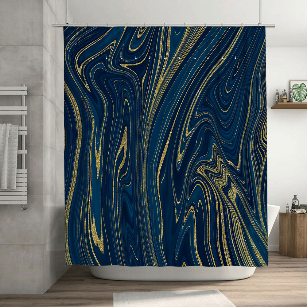 Luxury Blue Gold Shower Curtai - Home Textiles Luxury Curtains ulasan dan harga