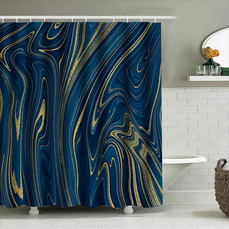 Luxury Blue Gold Shower Curtai - Home Textiles Luxury Curtains ulasan dan harga