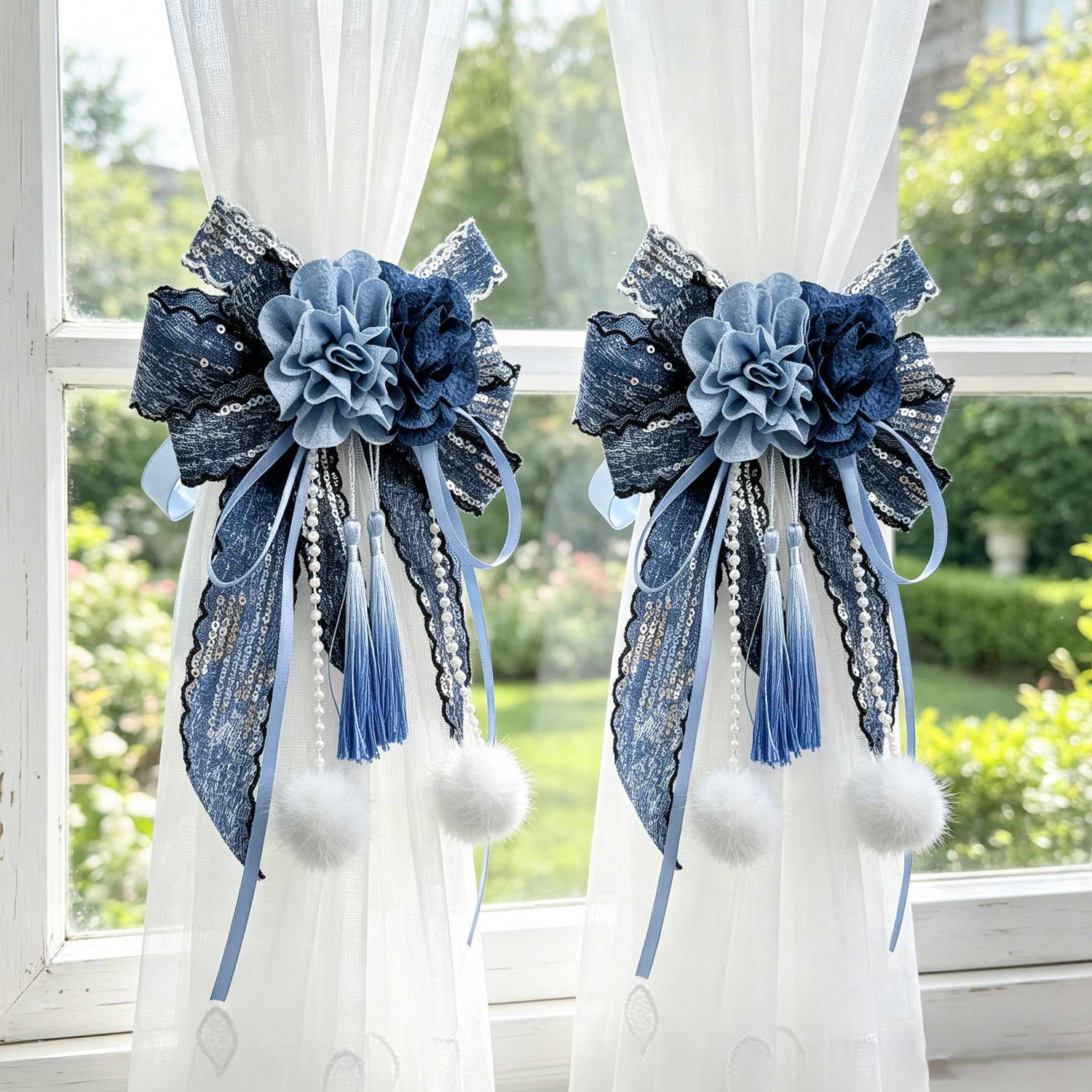 One Pair American Luxury Blue  - Home Textiles Luxury Curtains ulasan dan harga