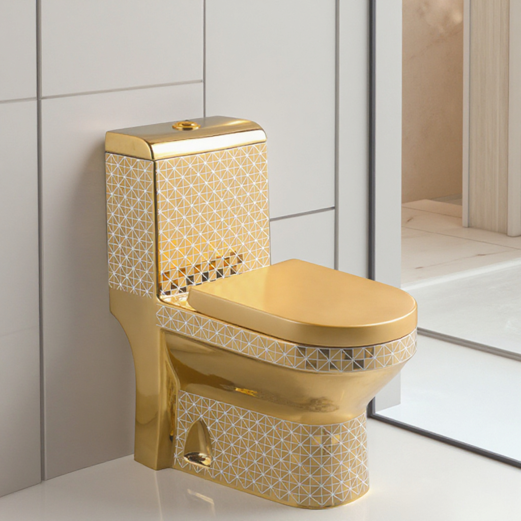 Golden Toilet,Modern One-Piece - P & C Home Textiles Usa ulasan dan harga