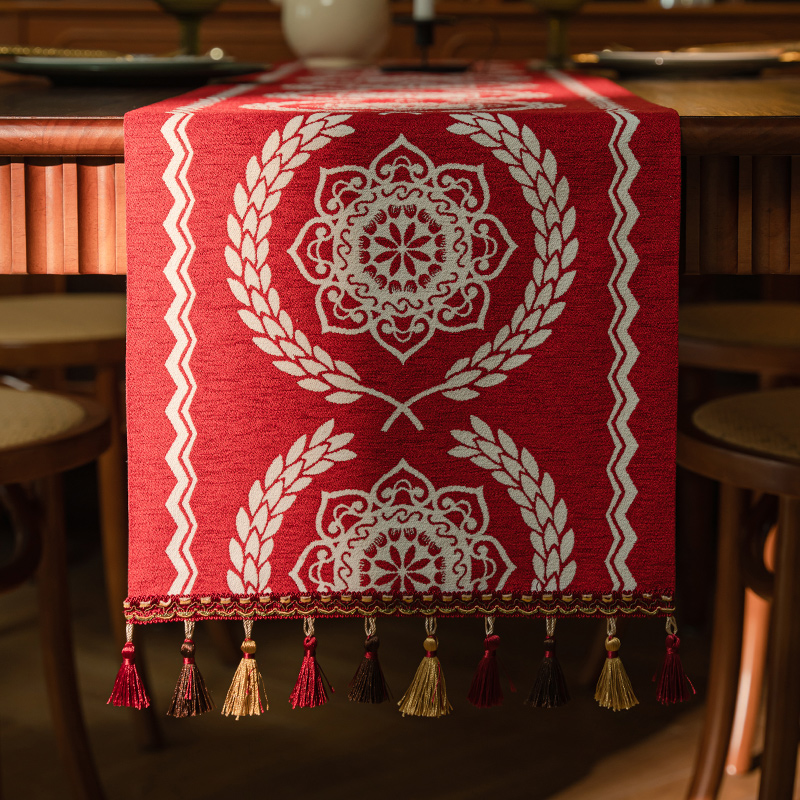 Red New Year Table Flag Luxury - Home Textiles Luxury Curtains ulasan dan harga