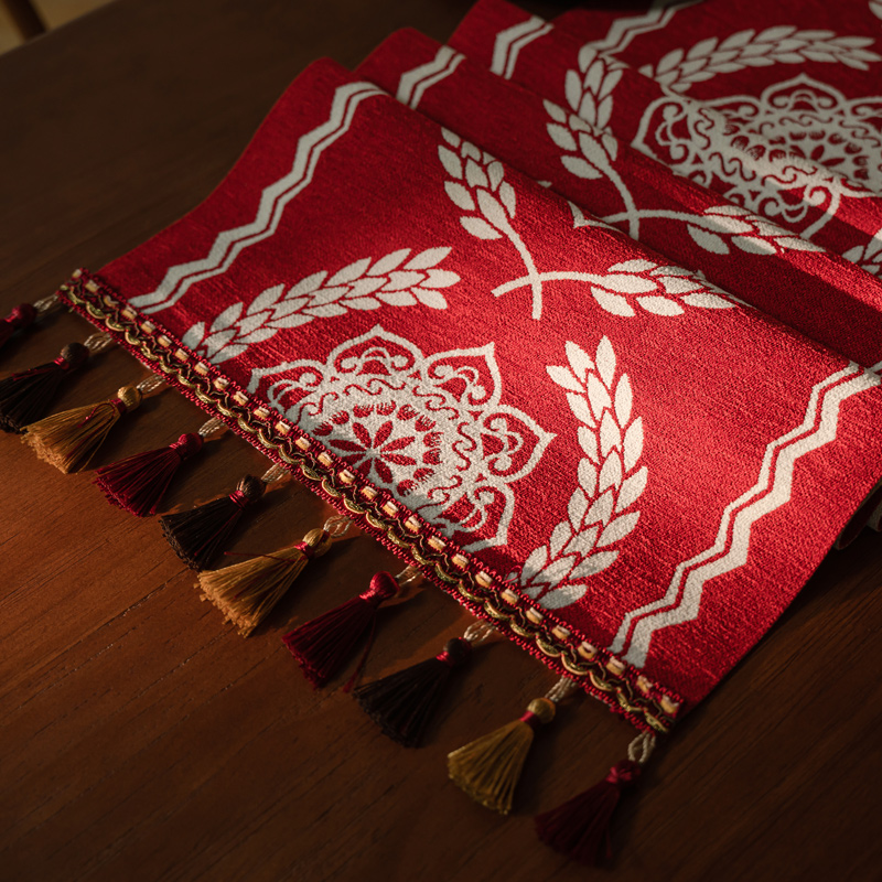 Red New Year Table Flag Luxury - Home Textiles Luxury Curtains ulasan dan harga