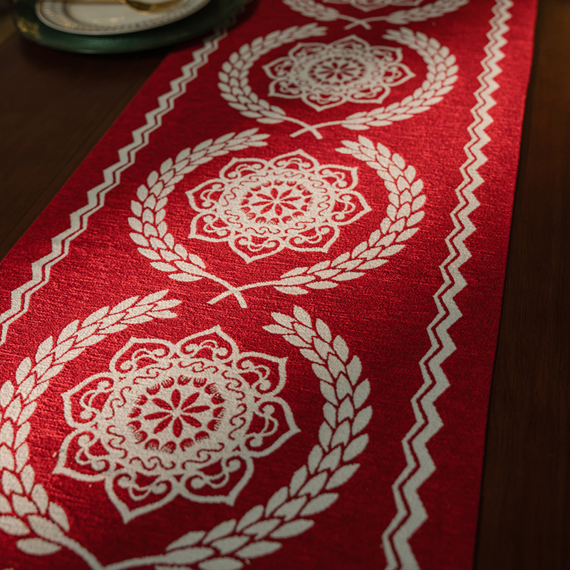 Red New Year Table Flag Luxury - Home Textiles Luxury Curtains ulasan dan harga