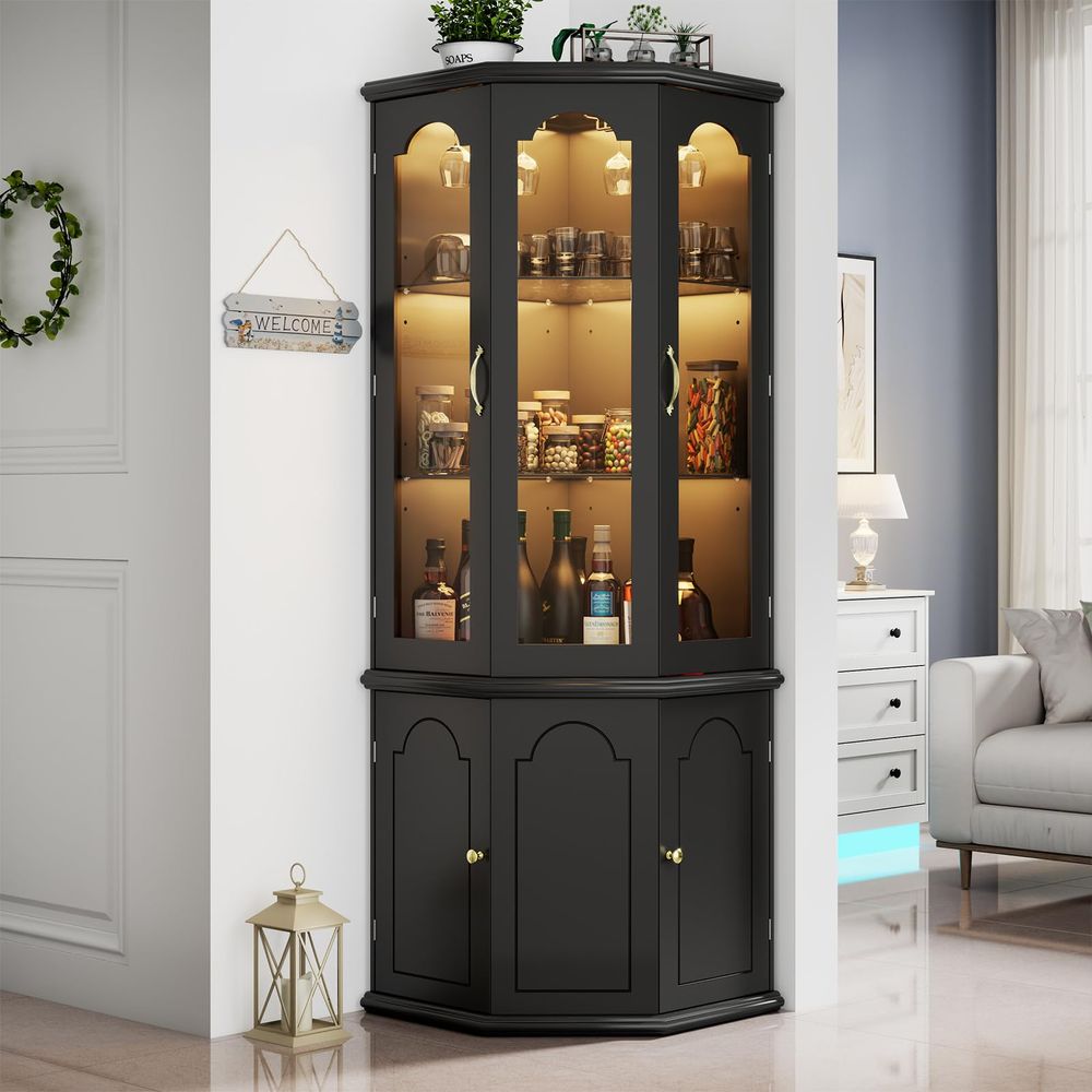 Corner Bar Cabinet w LED Light - Home & Hotel Textiles Private Limited ulasan dan harga